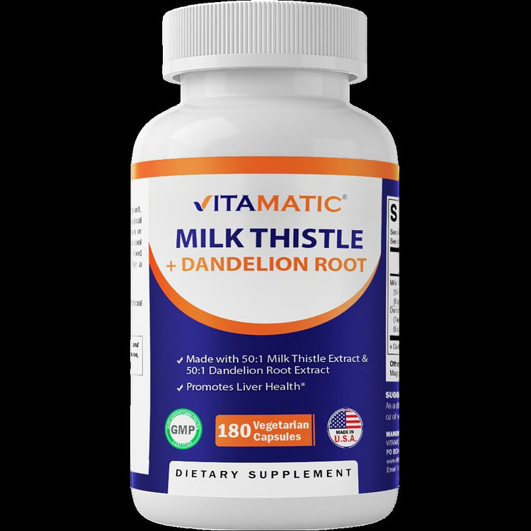 Milk Thistle with Dandelion Root - 180 Capsules