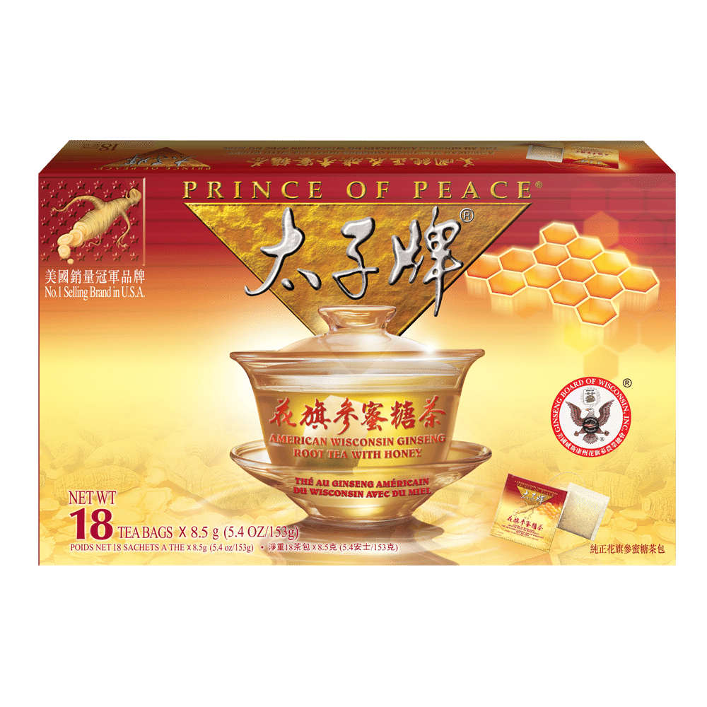 Prince of Peace American Ginseng Root Tea w/Honey, 18 tea bags 1 box