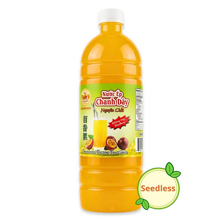 [Golden Koi's] Nước Ép Chanh Dây Nguyên Chất Không Hạt - 1L 1 bottle