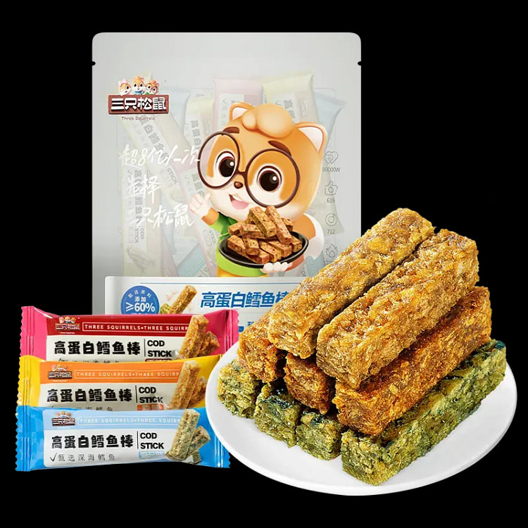 三只松鼠鳕鱼棒混合口味独立小包装海味零食200g 200 克