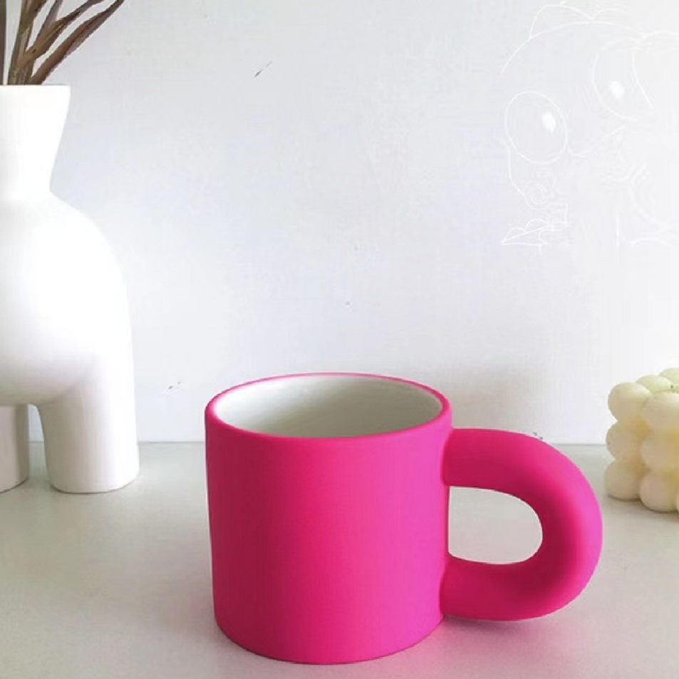 Get Chubby ceramic big ear mug (rose red) 300ml Delivered | Weee! Asian ...