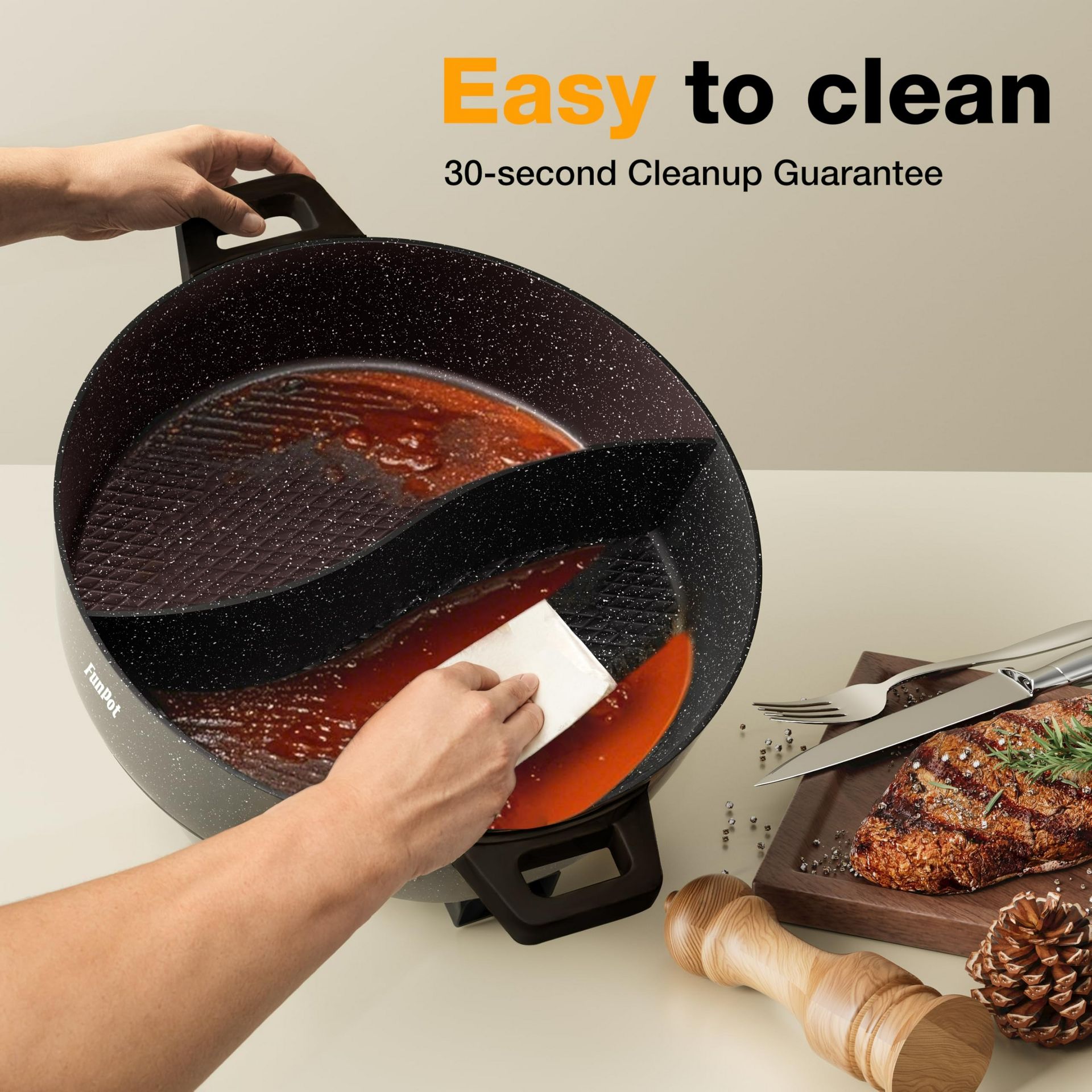 Get Large 6L Dual-sided Electric Hot Pot 5-Temp Adjust 1 each