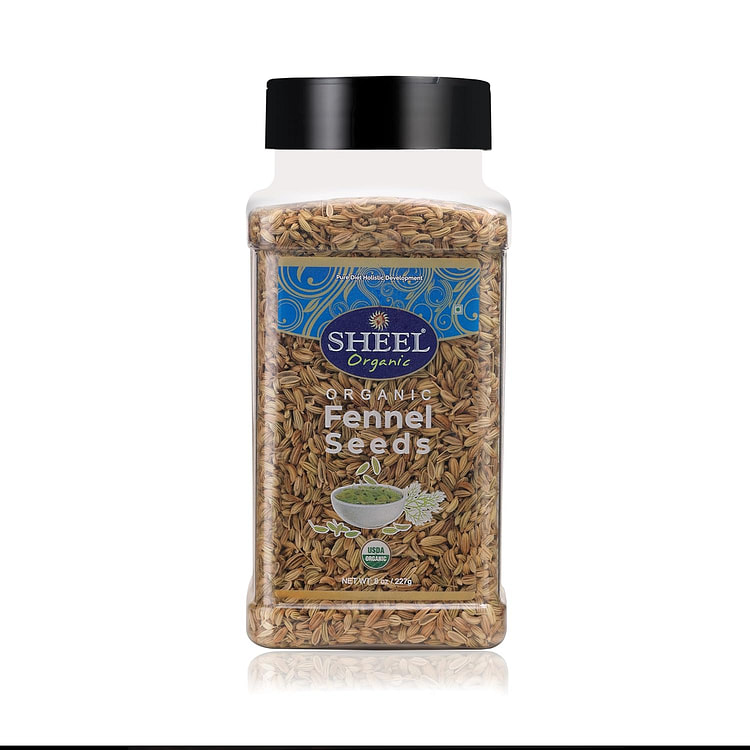 Sheel Organic Fennel Seeds, Kosher - 8 oz / 227g 1 each