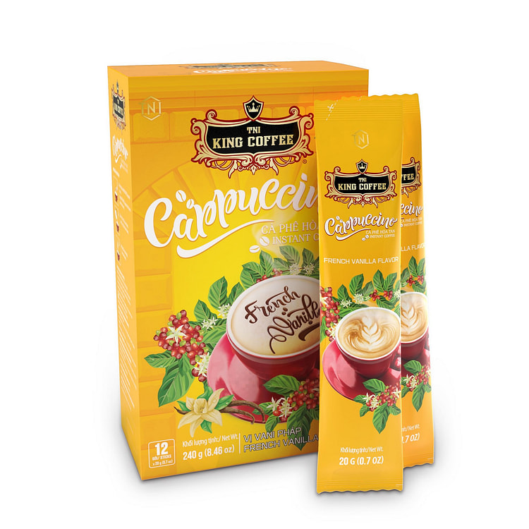 King Coffee Cappuccino French Vanilla 12 Sticks 12 count