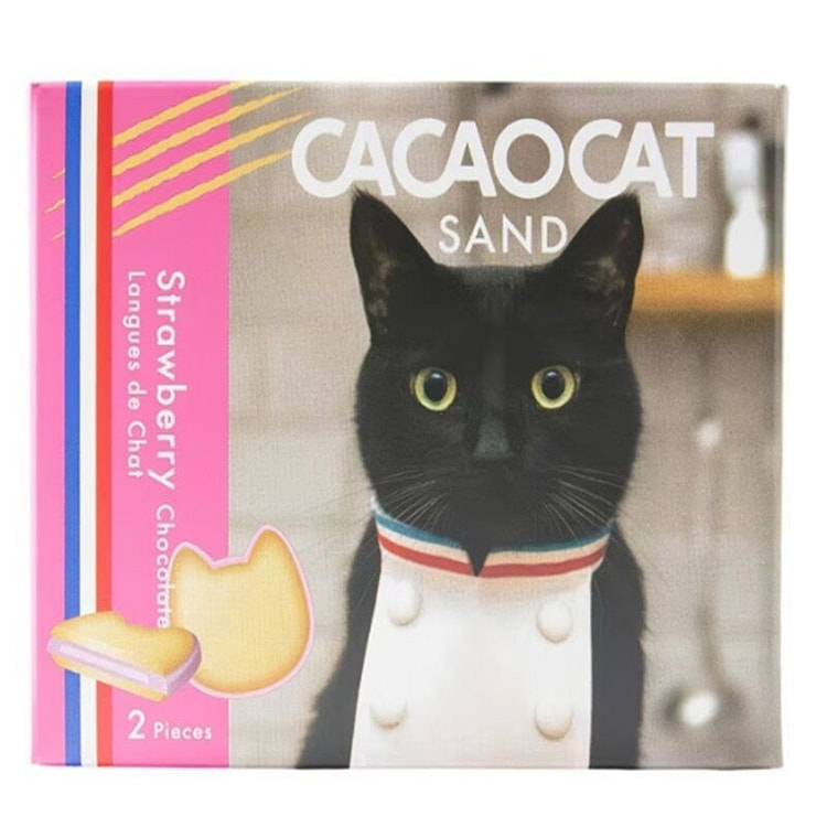 CACAOCAT  草莓巧克力薄饼 2枚 猫舌