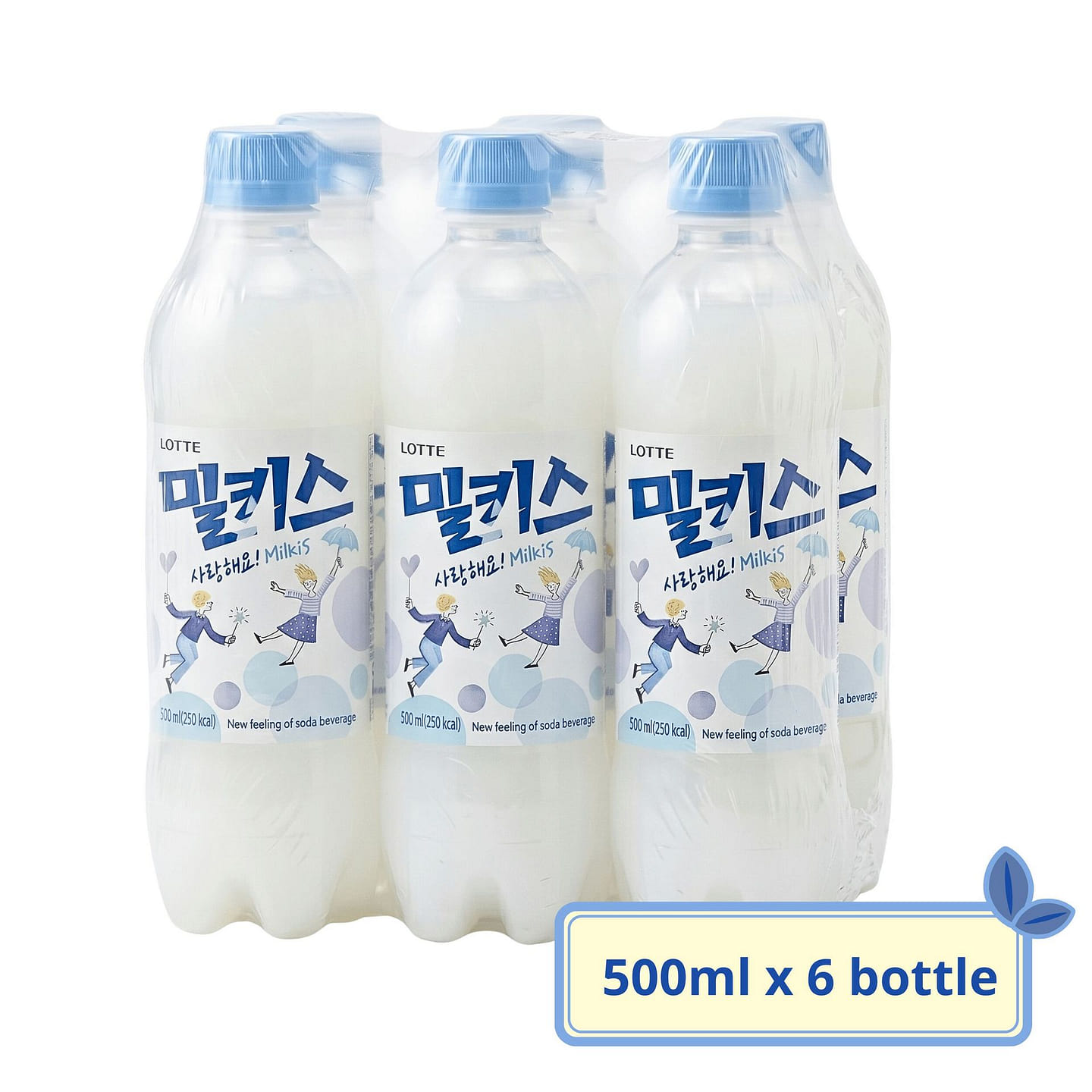 [Lotte] Milkis Milk & Yogurt Soda – 500ml-6 Bottle 1 each