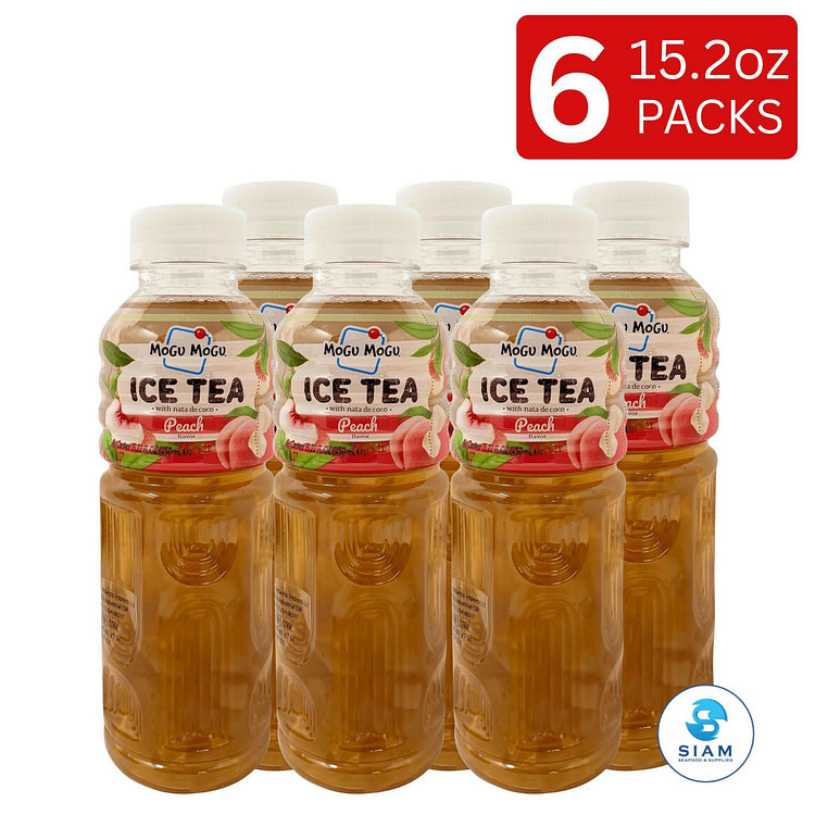 (6-Pack) Mogu Mogu Peach Ice Tea with Nata de Coco 6 count