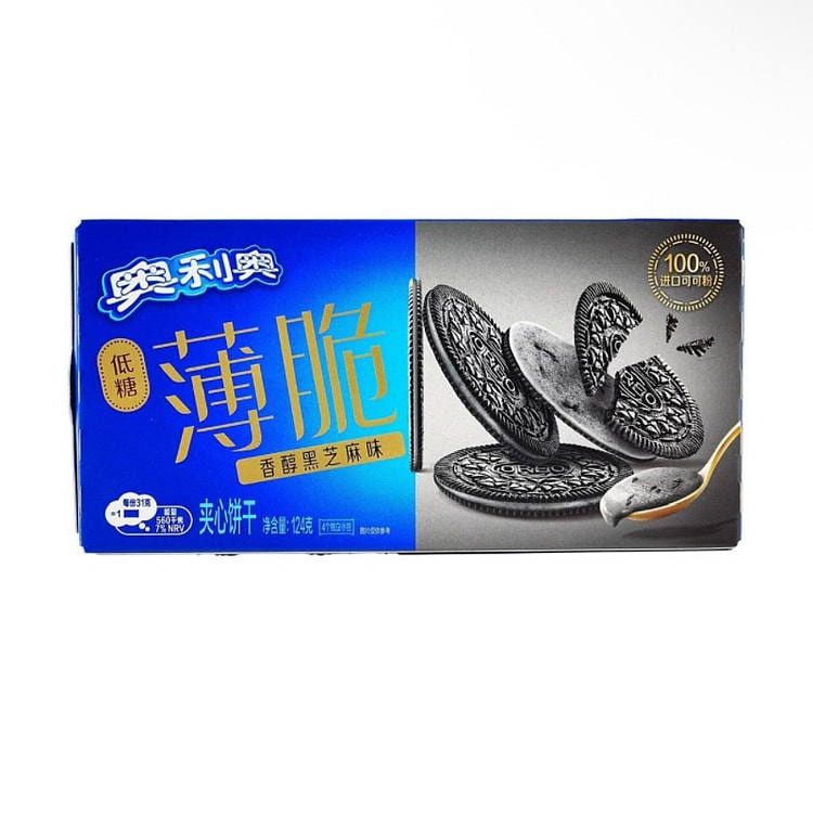 OREO奥利奥 低糖薄脆饼干 香醇黑芝麻味 124 克