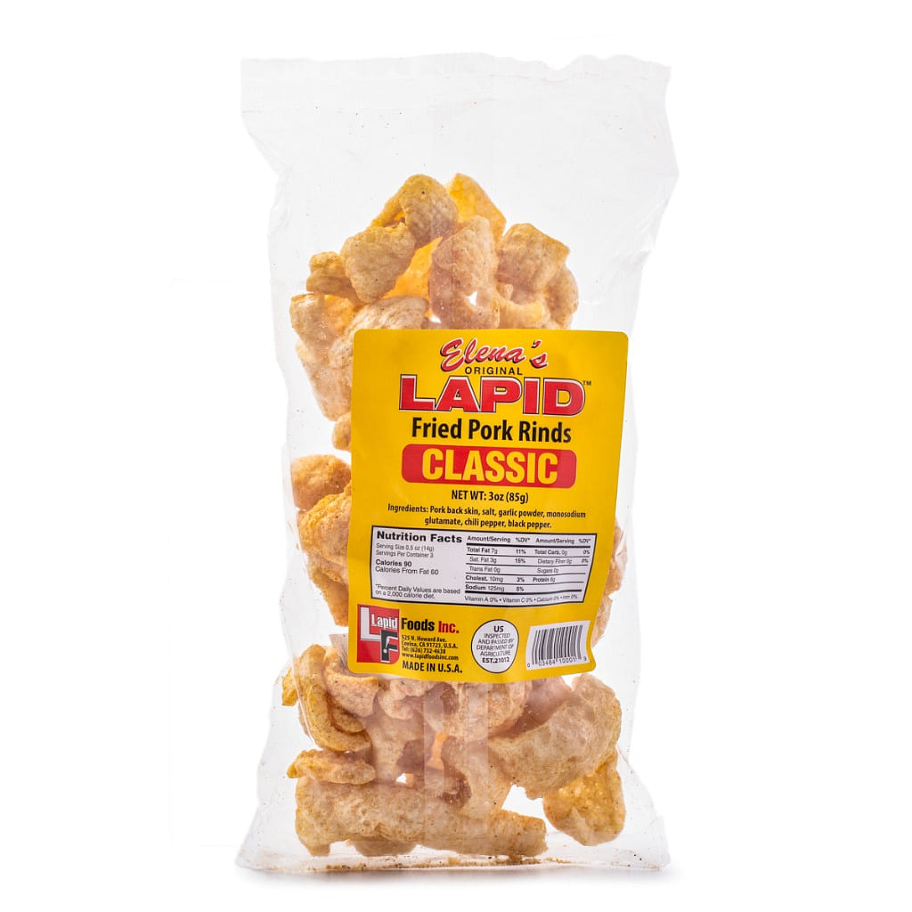 Elena's Original Lapid Fried Pork Rinds, Classic 85 g*24 pack