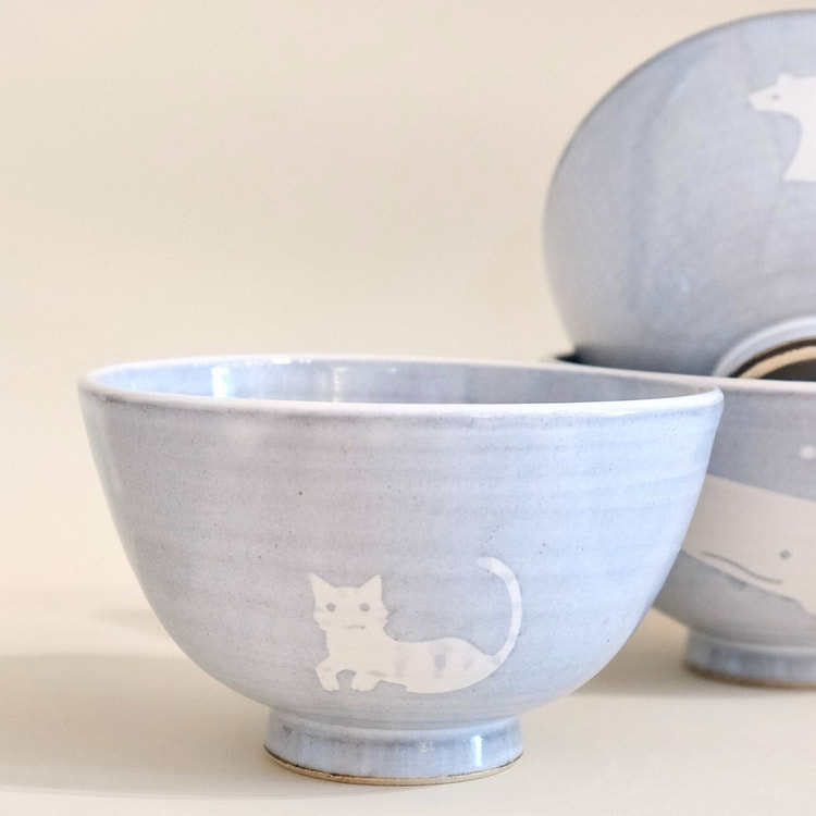 Artist 糸賀陶房 13cm M 碗 - 猫