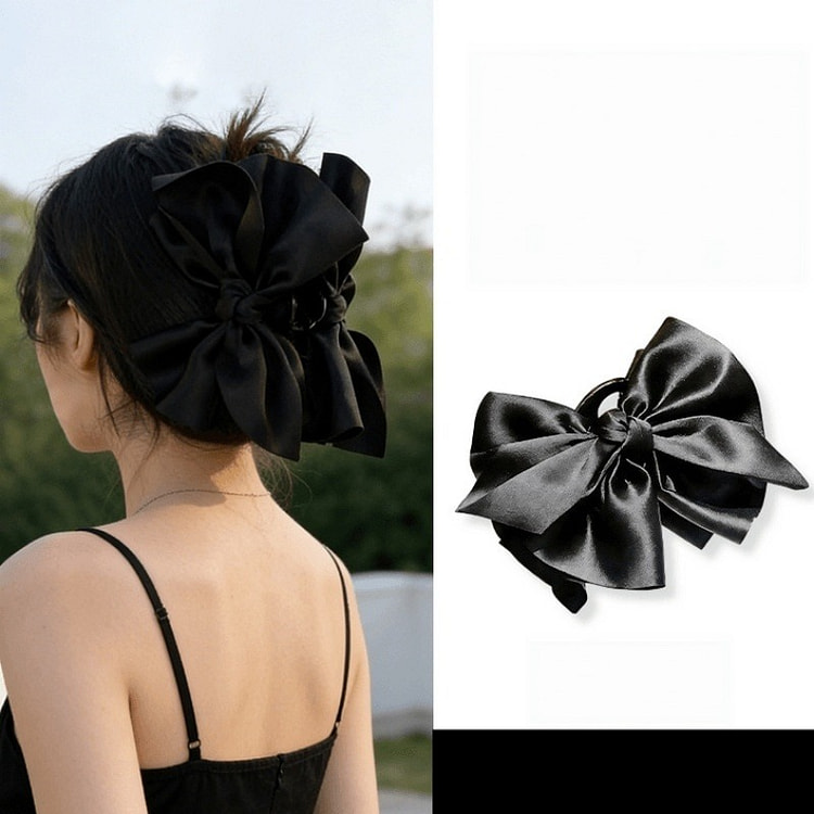 Korean Style French Bow Hair Claw 13cm-Black 1 count