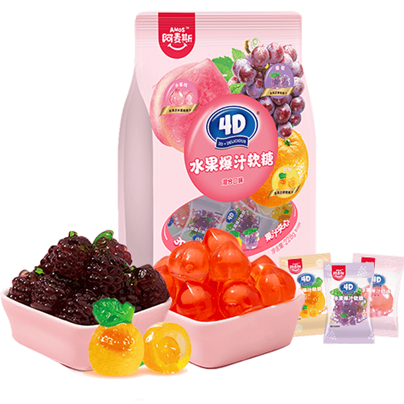 AMES 4D Fruit Sandwich Gummies QQ Candy [Mixed Flavor] 228g*1 pack 228 g