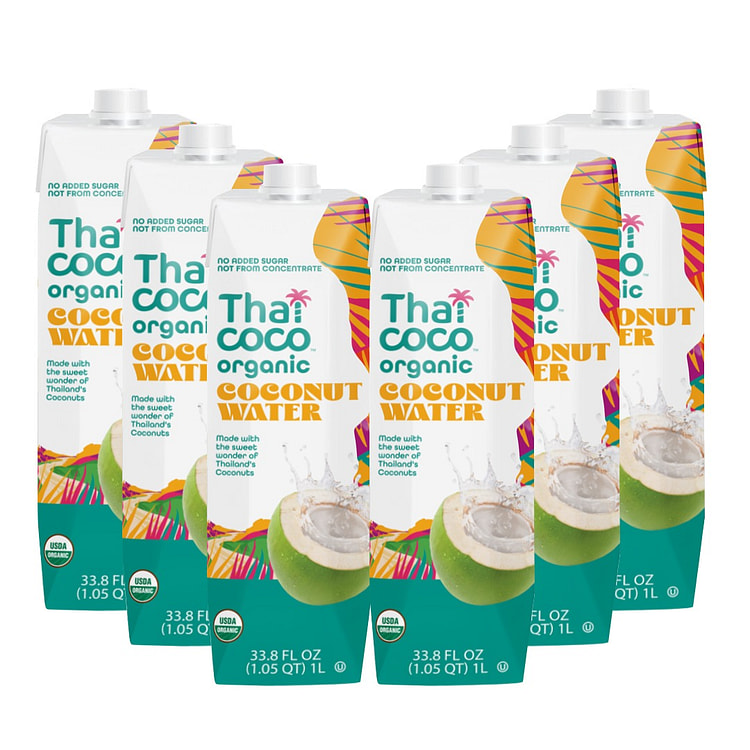 Thai Coco 有机椰子水 100%纯正 6包 33.8 液盎司