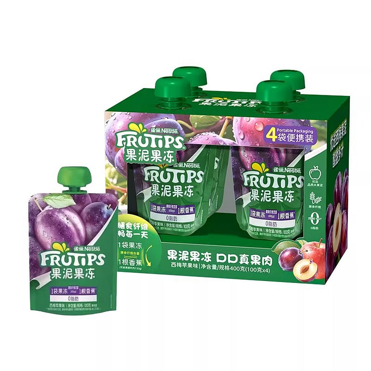 雀巢 4袋西梅苹果味果泥果冻0脂真果肉饮品休闲零食 400 克