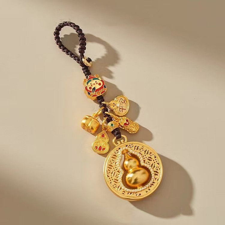 沙金黄铜葫芦钥匙扣可旋转解压汽车挂件礼物 1 个