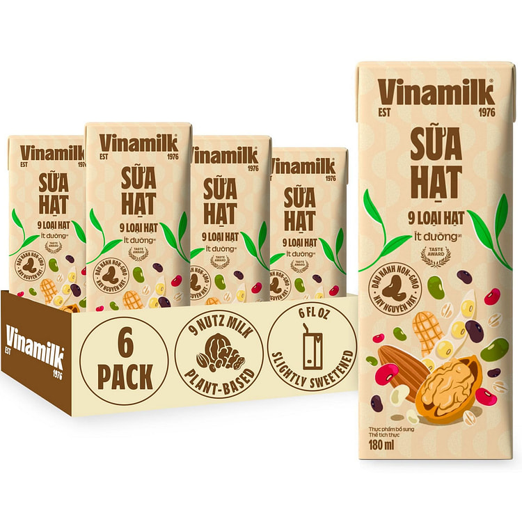 Vinamilk 9 Nutz Plant Milk, To-Go Pantry Set 6 fl.oz*6 boxes