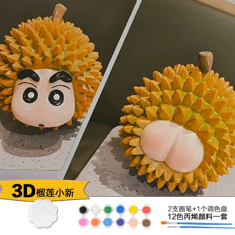 石膏娃娃彩绘 diy涂色《3D榴莲蜡笔小新》