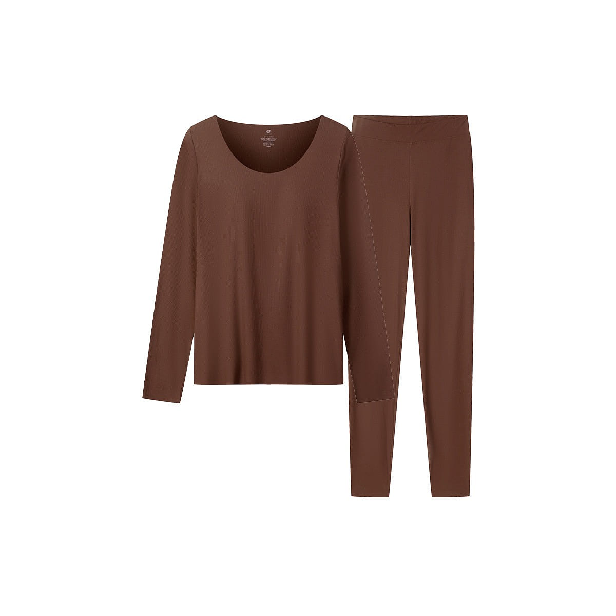 Ribbed O-Neckline Warm Skin Wear Thermal Underwear women’s Suit-Brown-S 1 each