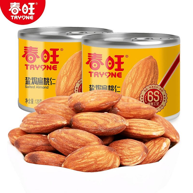 春旺盐焗扁桃仁坚果原味120g*2罐 240 克