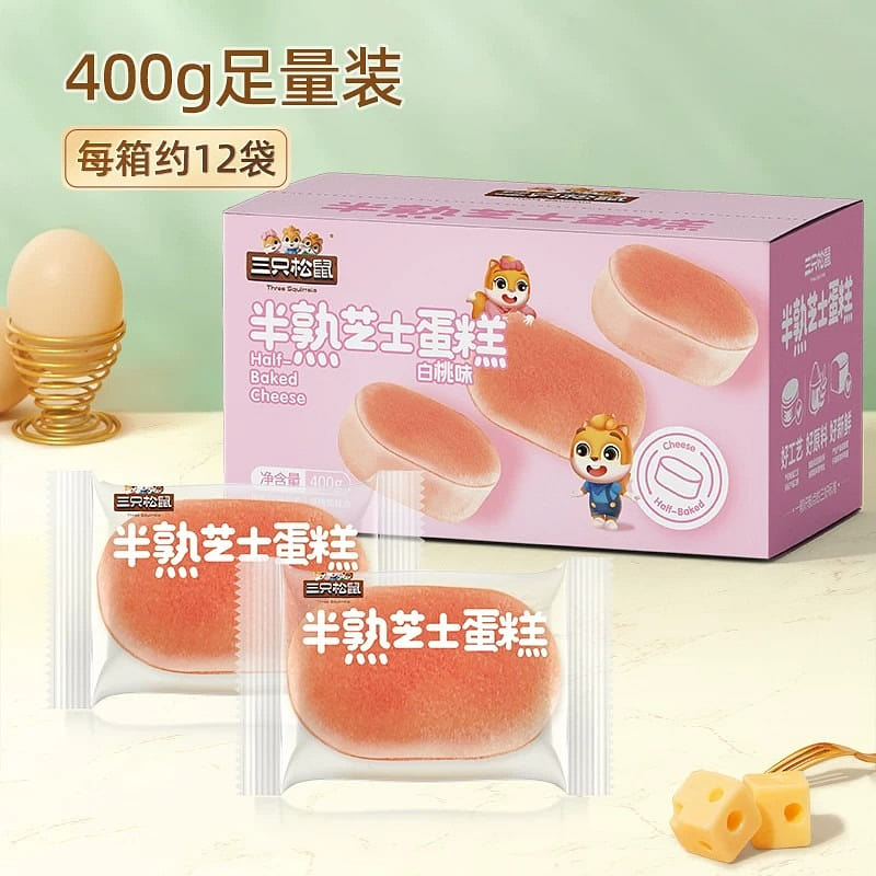 Three Squirrels White Peach Semi-Baked Cheesecake 400 g
