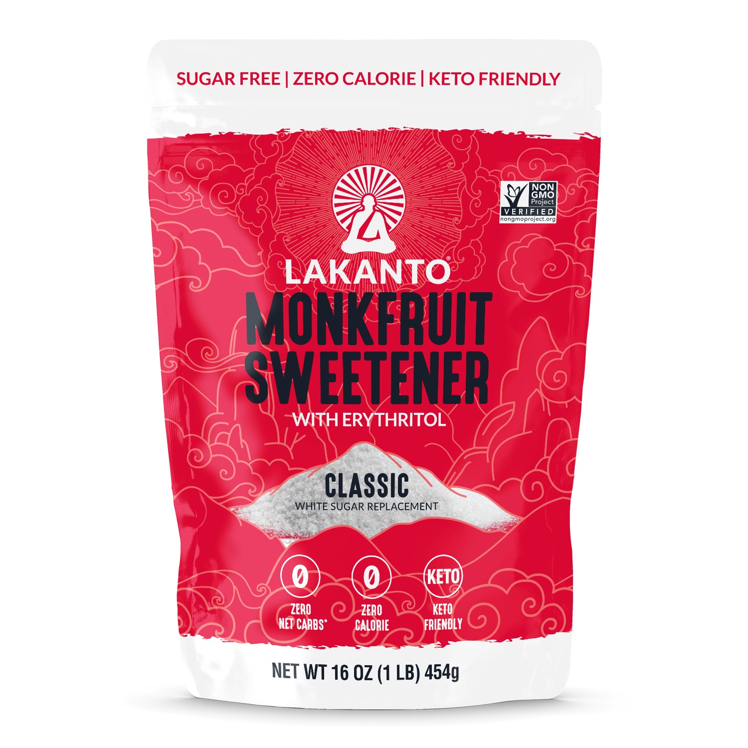 Lakanto Classic Monk Fruit Sweetener with Erythritol - White Sugar Replacement 16 oz