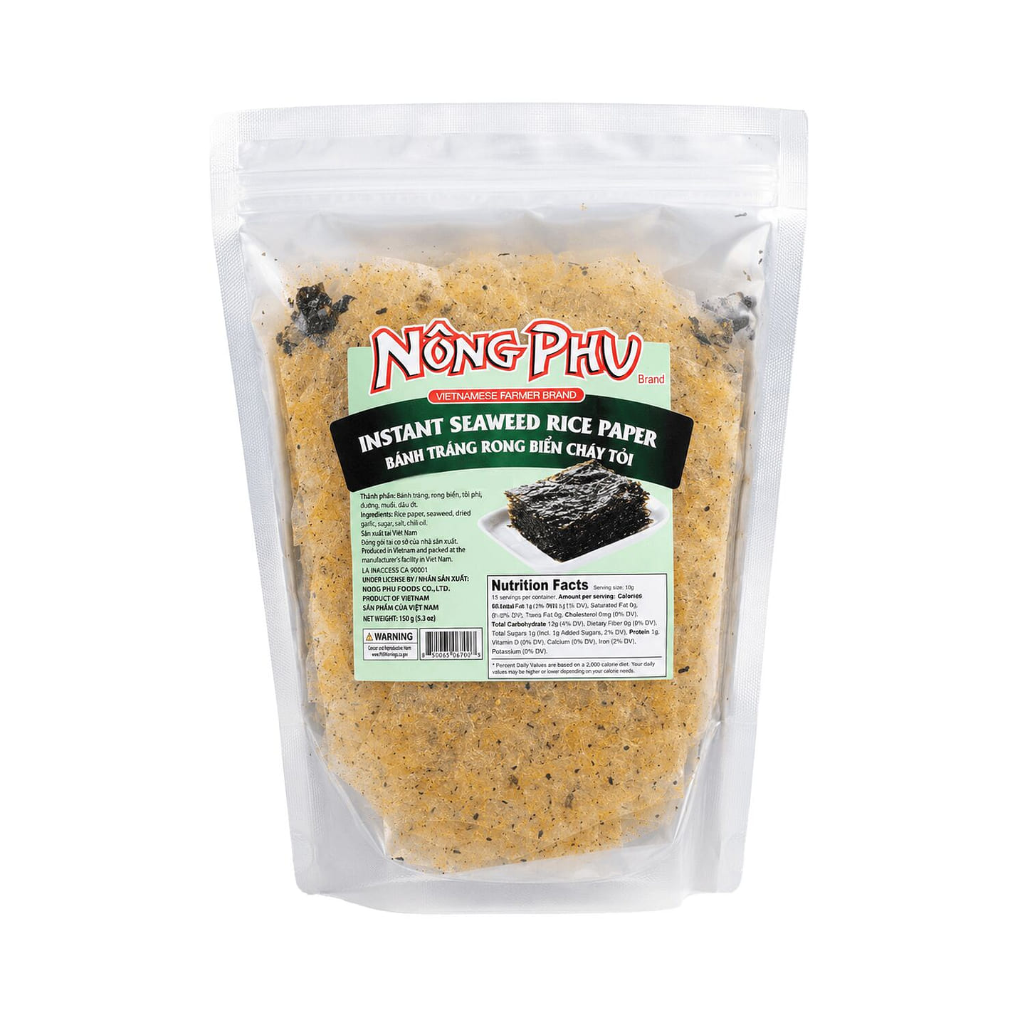 Instant Seaweed Garlic Rice Paper 5.3 oz