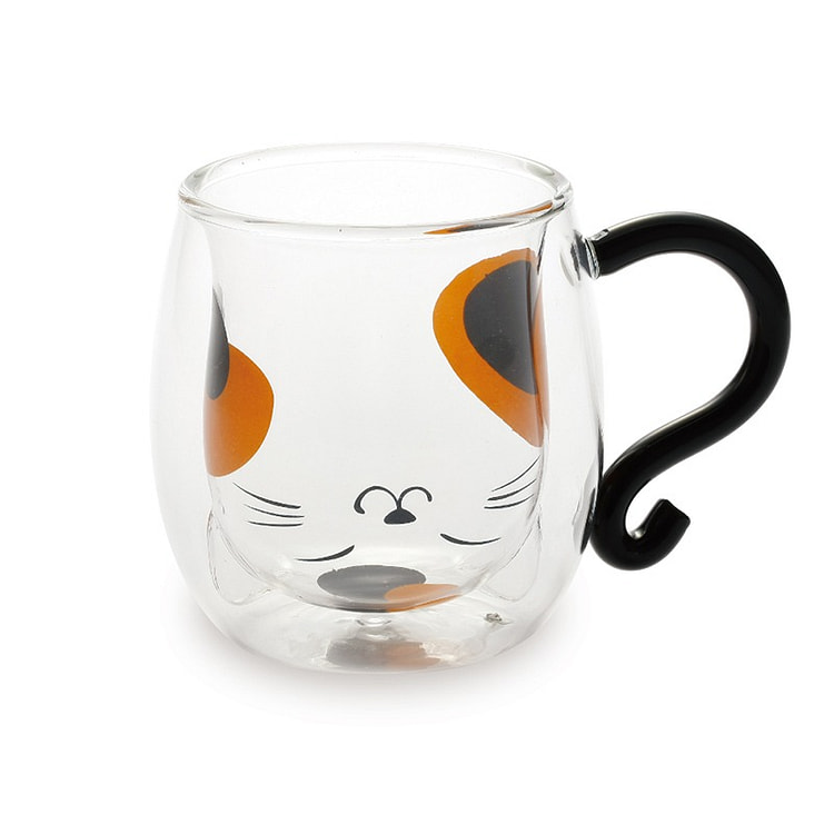 小茶野葛野 耐热双层微笑猫咪杯 250ml