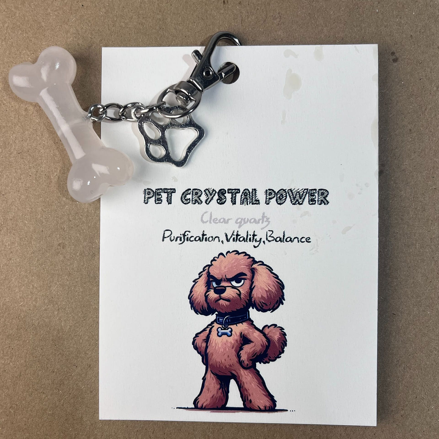 Spiritual Harmony Crystal pet Bone pendant Teddy White Crystal Dog 0.05 g