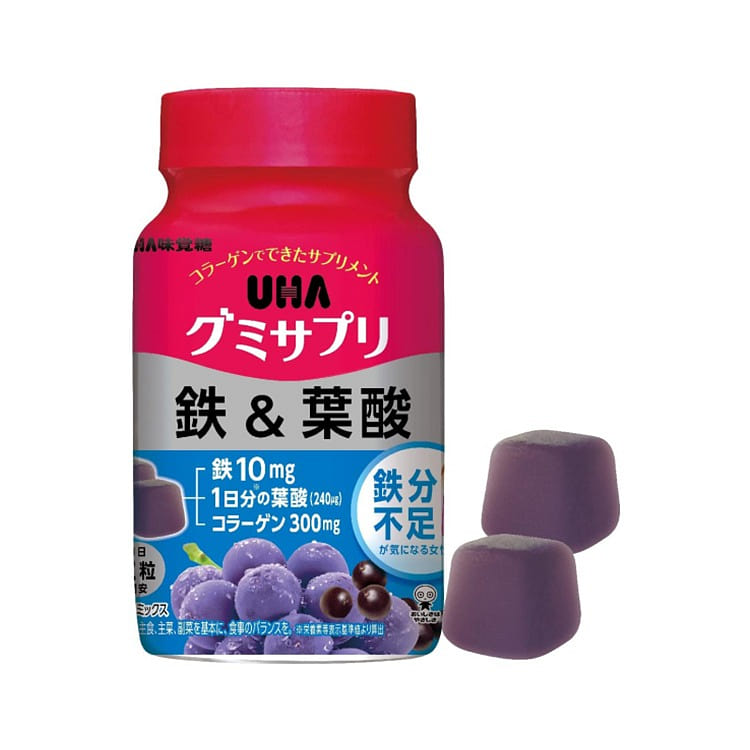 UHA グミサプリ 鉄&葉酸 アサイーミックス味 30日分 60粒 1 本