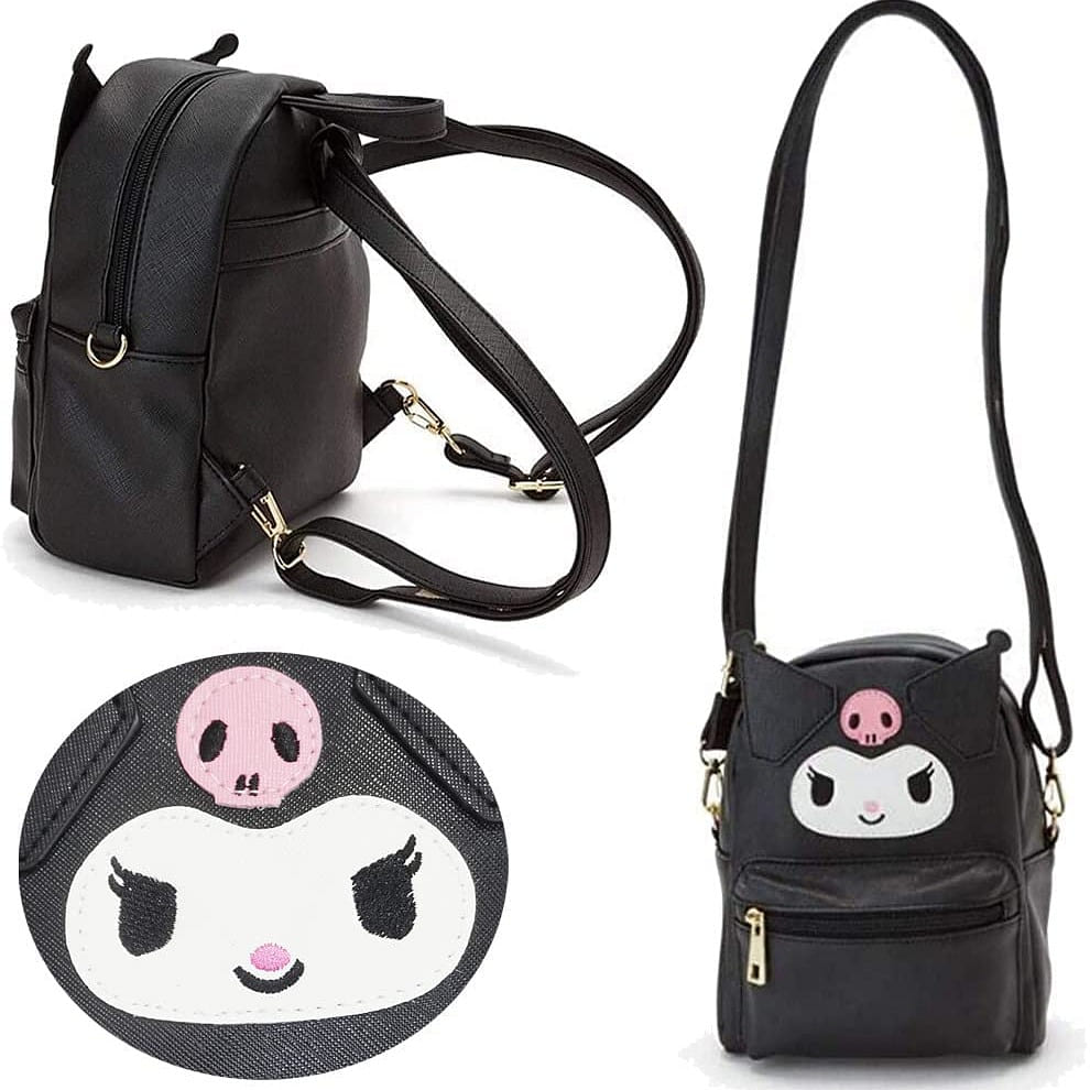 Anime Cute Cartoon Bag Cosplay Shoulder Bag Backpack Handbag PU Schoolbags BLACK 1 each