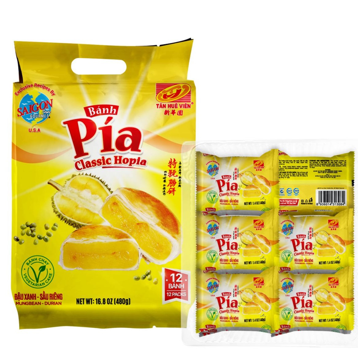 TAN HUE VIEN HOPIA BANH PIA MUNG BEAN DURIAN 16.8 oz