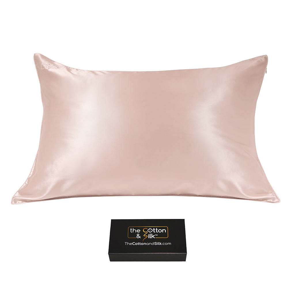 Luxurious 22 Momme Mulberry Silk Pillowcase, Nude Queen (20“ x 30“) / Nude (Nude Pink) 0.5 lb