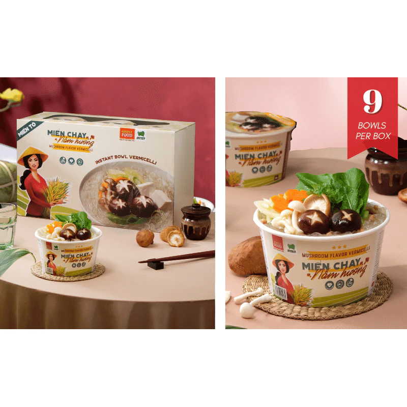 Simply Food Mushroom Vermicelli Glass Instant Noodle Bowl pack of 9 1 each