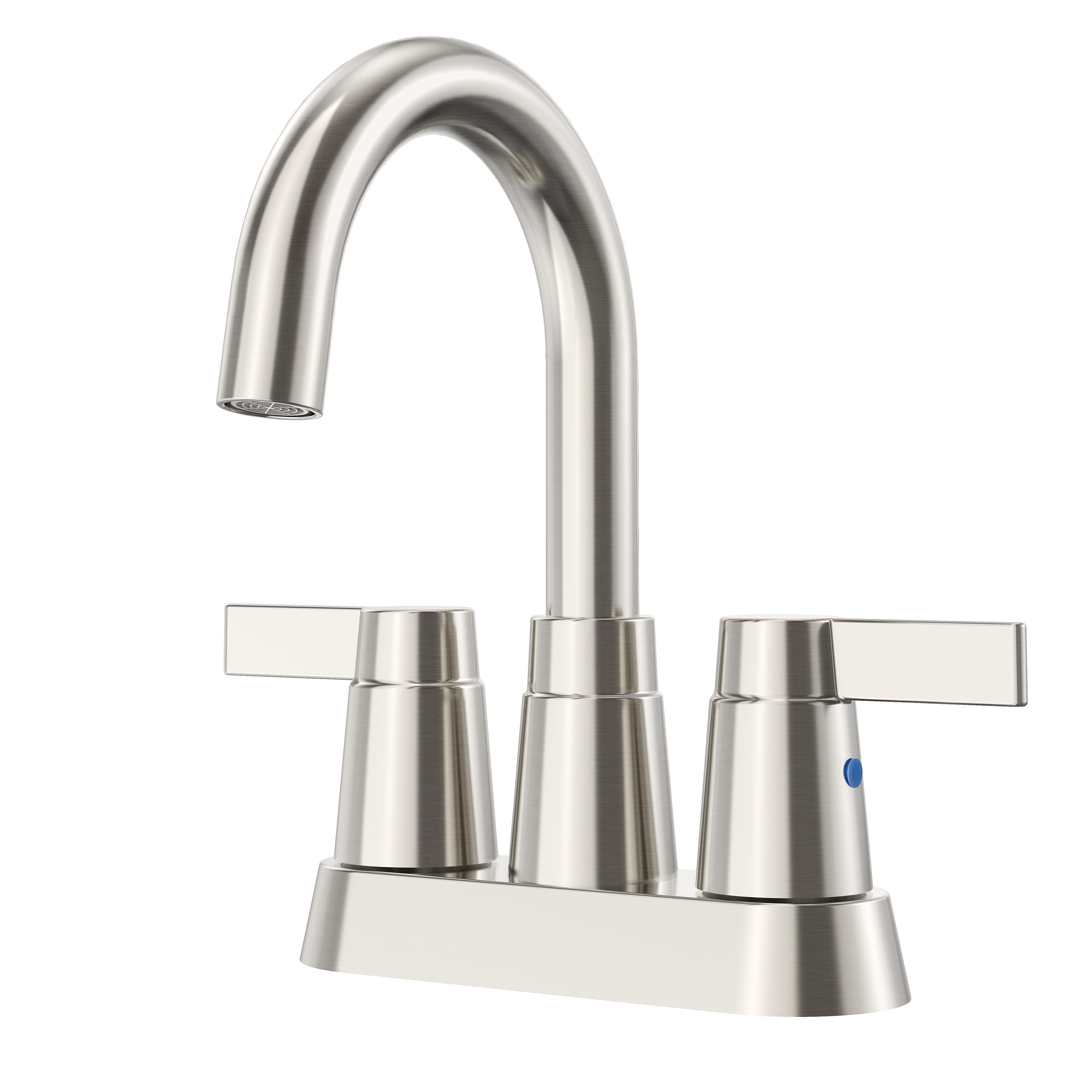 4 in. Centerset 2-Handle High-Arc Bathroom Faucet in Brushed Nickel 3.4 ポンド