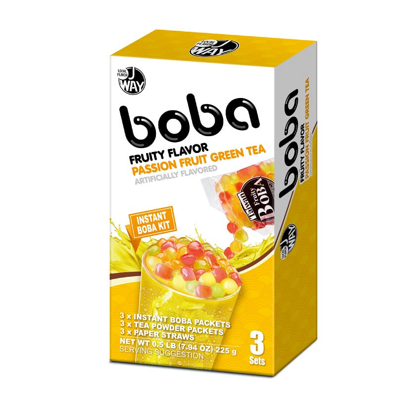 J WAY Instant Passionfruit Boba Green Tea 1 box