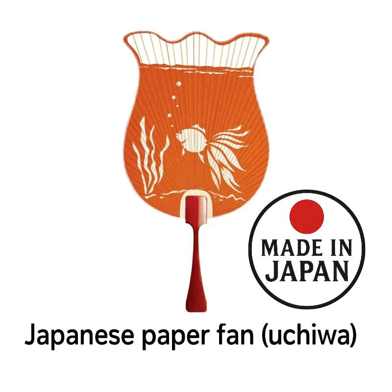 Japanese Paper Fan Suibae Goldfish Orange 1 Count 1 each