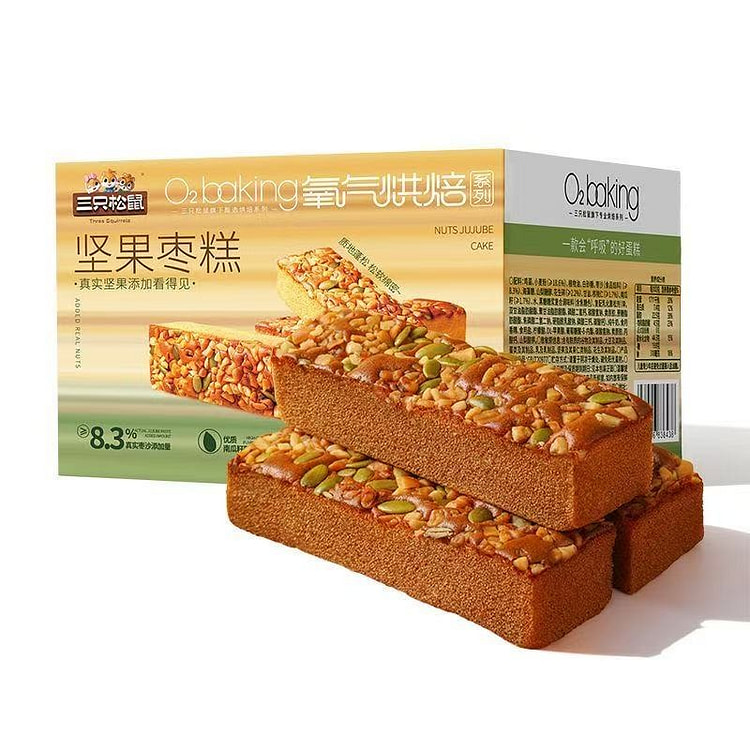 三只松鼠 坚果枣糕营养饱腹早餐面包糕点健康零食年货 500 克