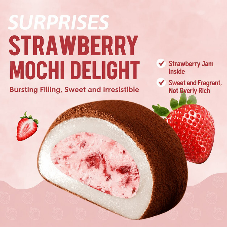 Dubai-style strawberry cocoa mochi dessert 510 g