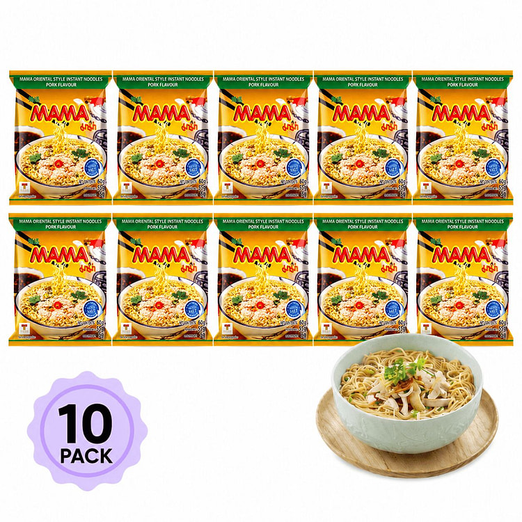 Mama Instant Noodles Pork Flavor 10 Pack 60 g