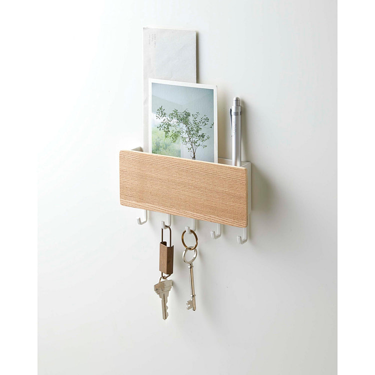 磁性钥匙架 - 钢+木灰