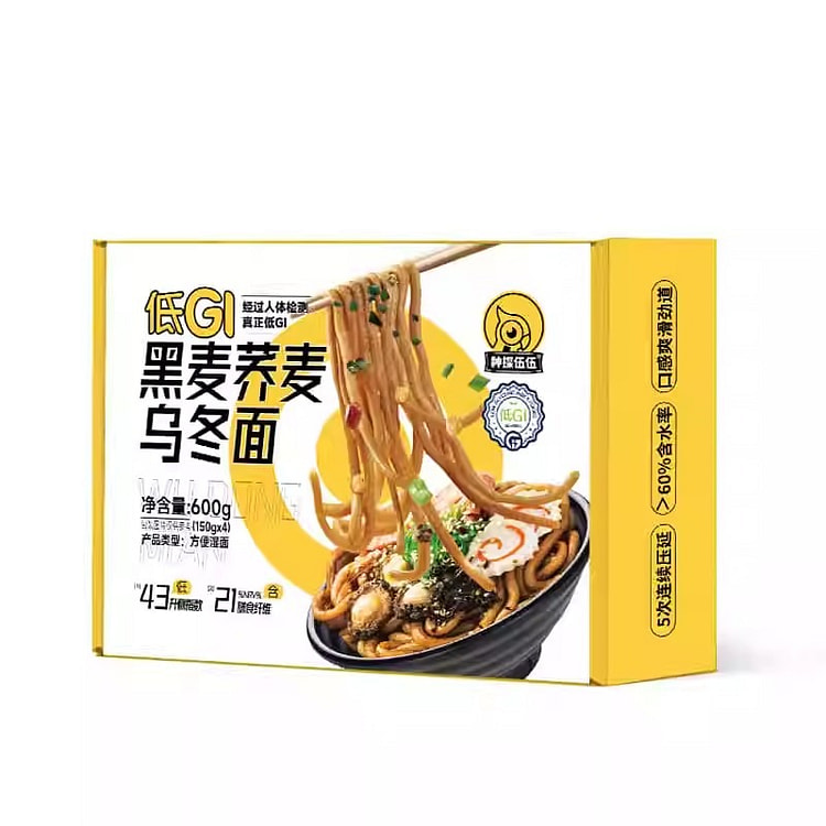 神探伍伍 低GI黑麦荞麦乌冬面速食非油炸控糖健身 600 克