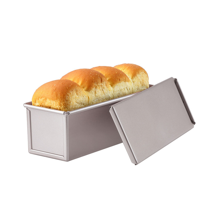 CHEFMADE Mini Pullman Loaf Pan with Lid, 0.66Lb Dough Capacity Flat Toast