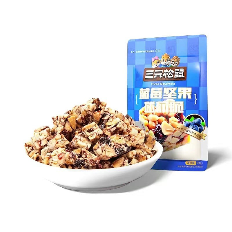 [Three Squirrels] Blueberry Nuts Mini Crisp, 30g*10pcs, Casual Snacks 300 g