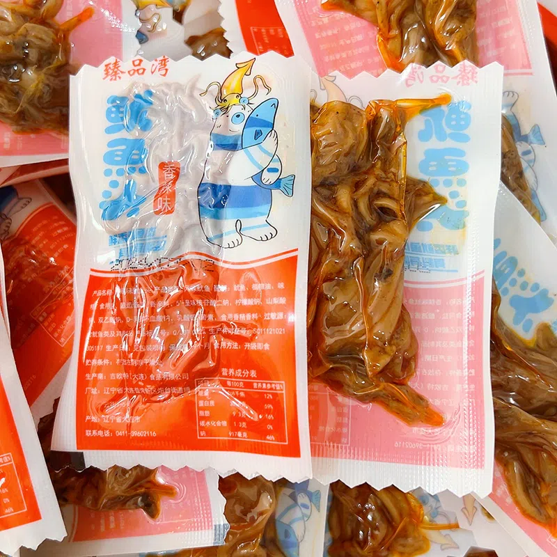 臻品湾鱿鱼头须香辣铁板鱿鱼八爪鱼即食1袋500g 500 克
