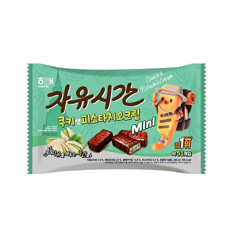 해태 미니자유시간 쿠키앤피스타치오 408g