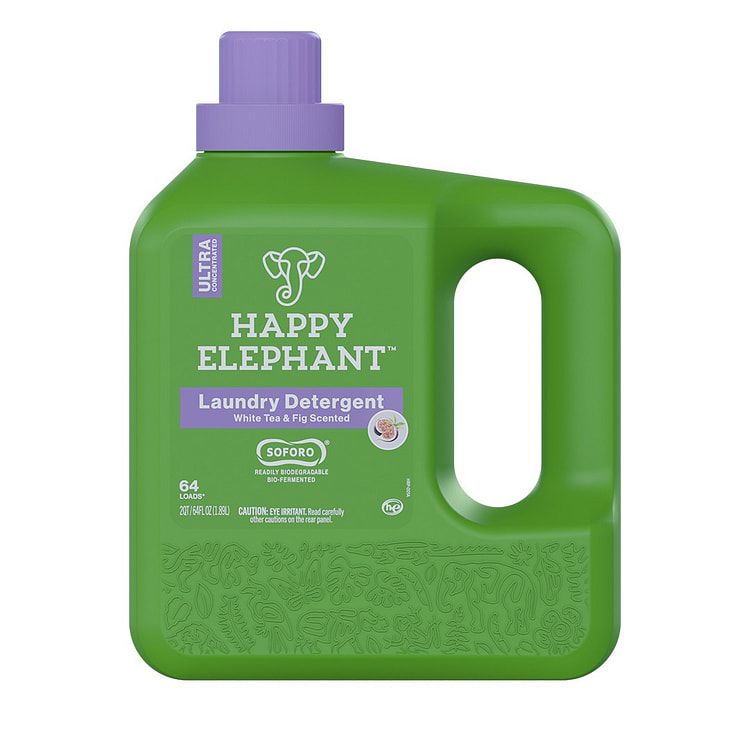Happy Elephant 洗衣液 - 白茶和无花果 64 液体盎司（1 包）