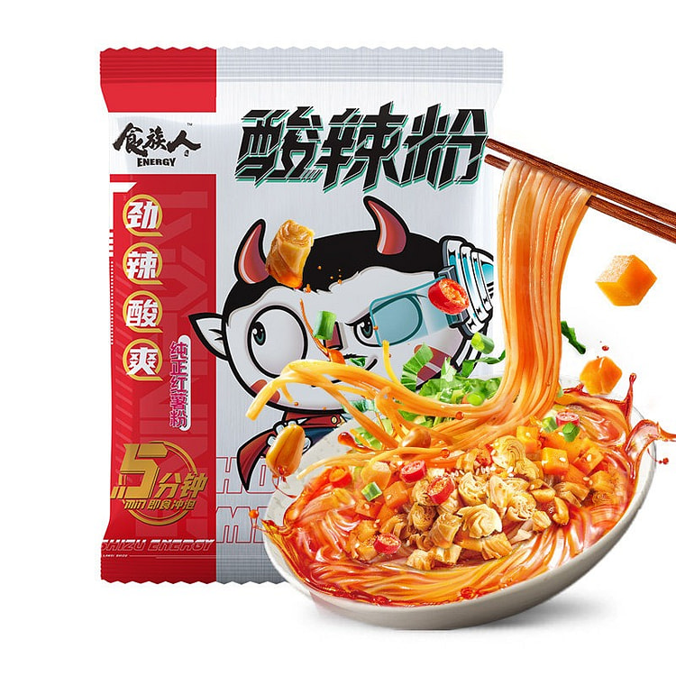 食族人经典袋装酸辣粉麻辣风味非油炸冲泡即食红薯粉丝 330 克