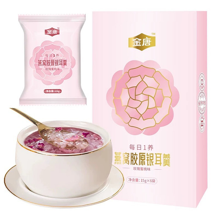 金唐 冻干银耳燕窝羹玫瑰蜜桃味90g 1 盒