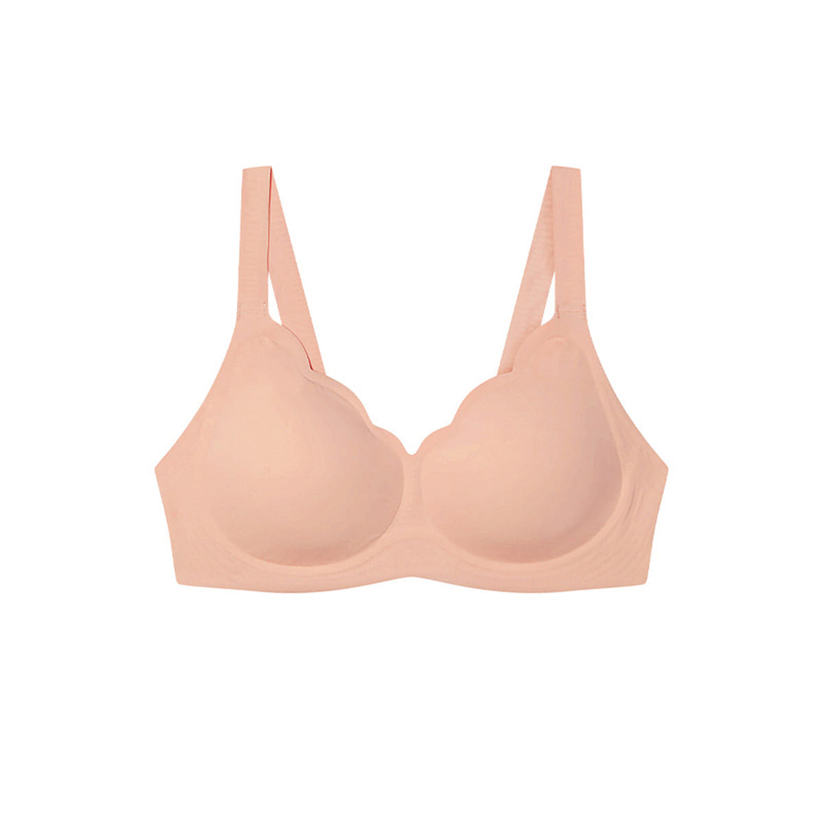 Ubras One Size Soft Support Petal Cup Bra, Deep V Wave Collar Bra- Pink- M 50 g