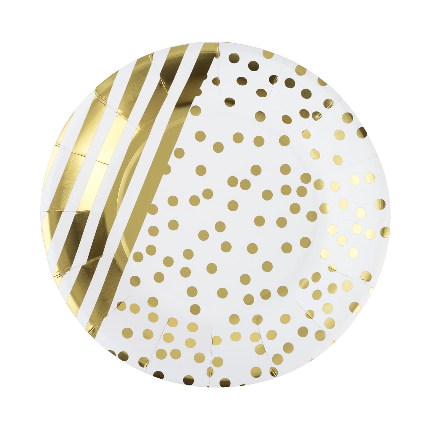 Gold Striped and Dot 7 Paper Plate Set of 8 8 each
